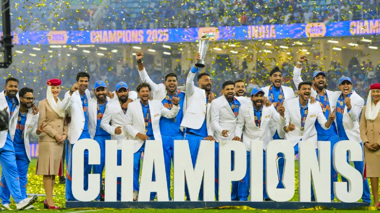 a group of men in sports uniforms holding a trophy